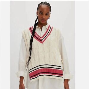 Free People preppy v neck cable knit  sweater vest